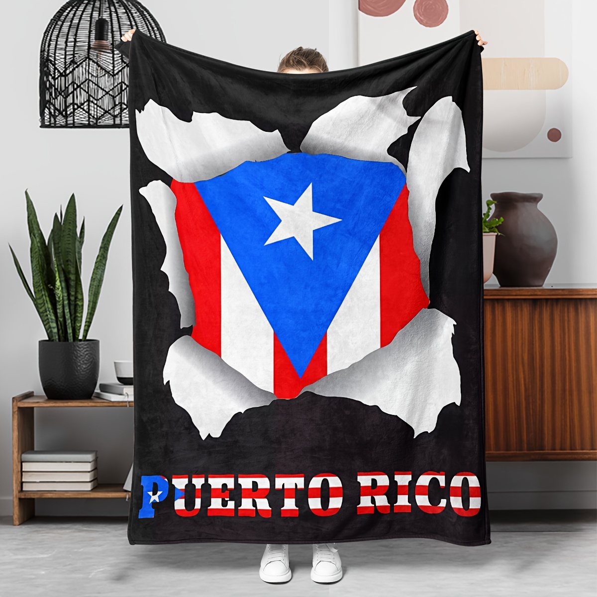 

Puerto Blanket - Traditional , Hypoallergenic For , Bed & , , All Patriotic , Tear , Multipurpose Blanket, Polyester, 1pc