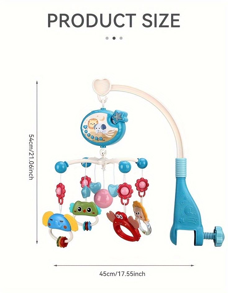 Interactive Baby Crib Toy With Remote Control Rotating Star Projector