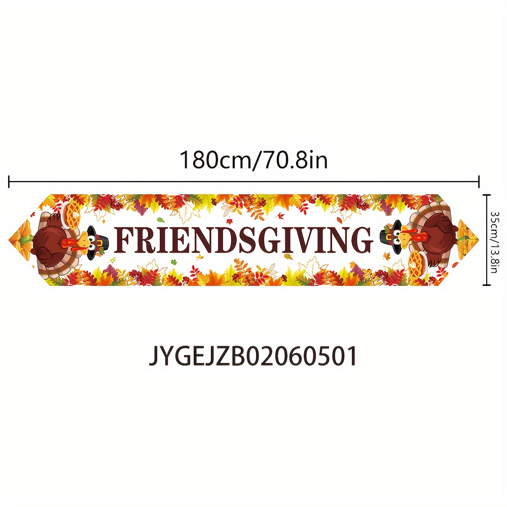 TEMU 1pc, Thanksgiving Table Runner, 70.8x13.8 Inches, Polyester, Machine Woven, Autumn Festive Design, Kitchen & Dining Table Decor, Party Supplies