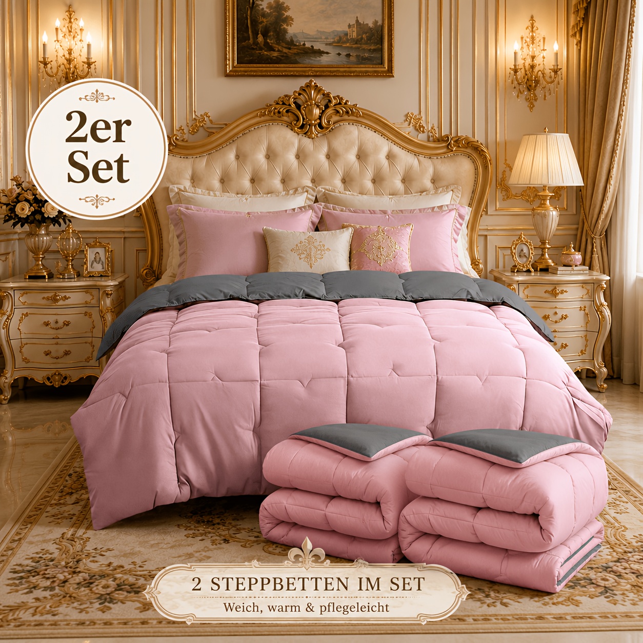 2pcs Duvet Reversible Sleeping Blanket Innovative & Breathable Quilt For Allergy Sufferers, Washable At 95°c, Sanitised And -tex Duvets, Soft With Filling, 350 Gsm For Homes, , Hotels & Dormitory