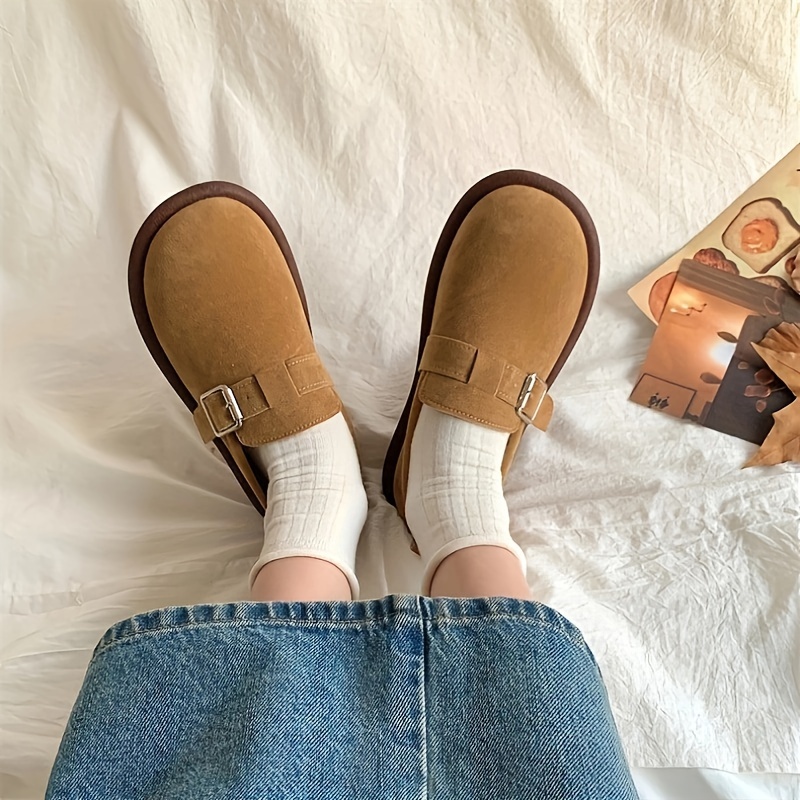 retro instapschoenen voor dames bruine imitatiebont met - Temu Netherlands