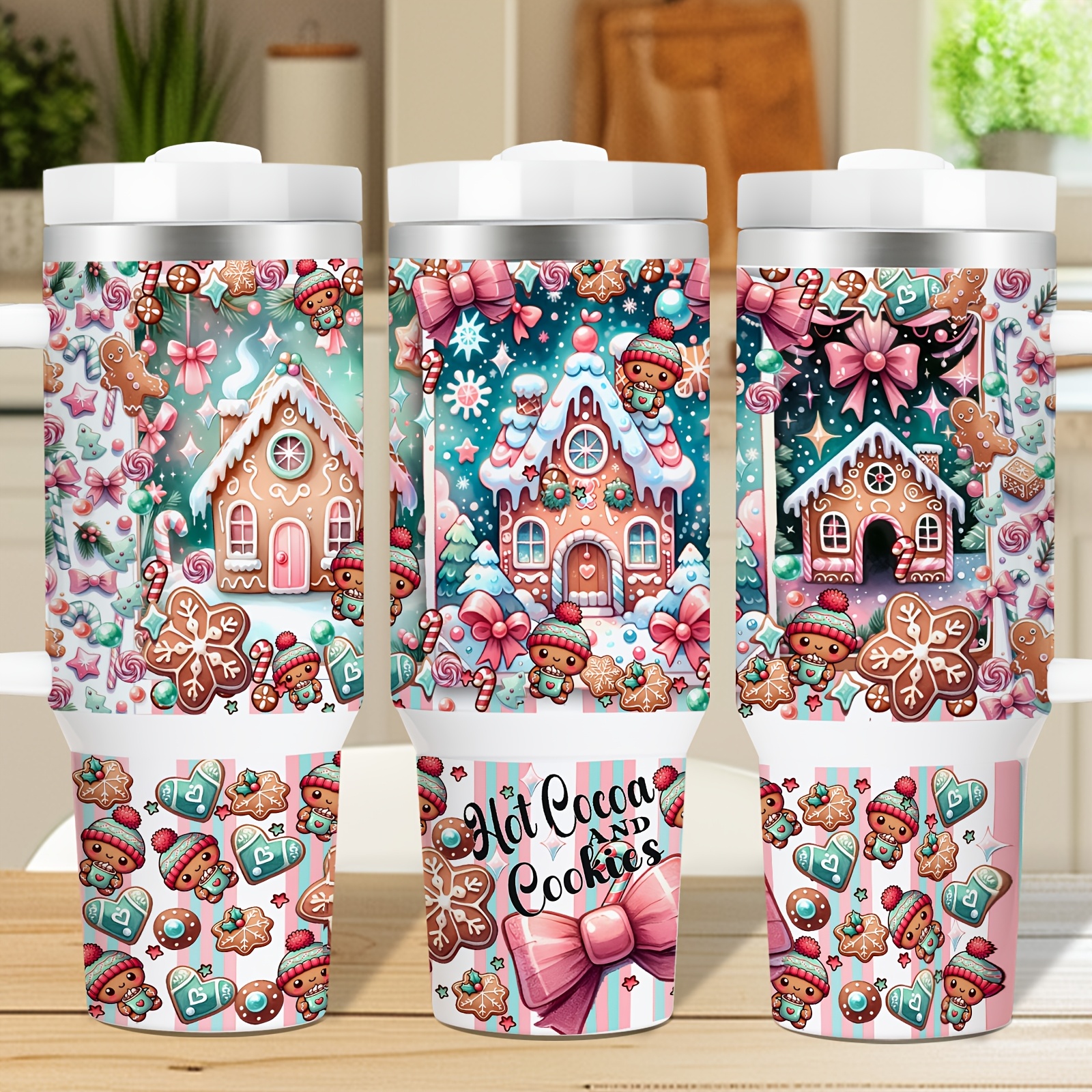 

1pc 40oz Insulated , - Reusable & Mug Steel And - Christmas Or Cup For Hot And