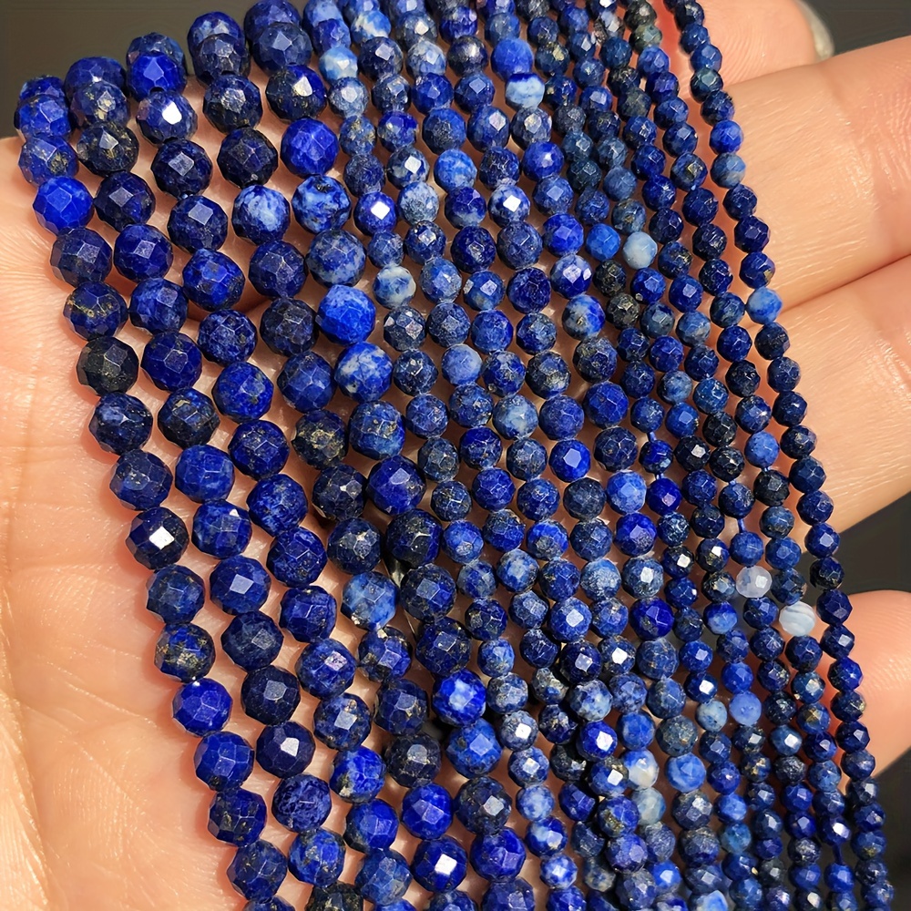 

Perles facettées en lapis- naturel, perles rondes intercalaires de 2/3/4 mm, fournitures pour la fabrication de bijoux de mode, collier unique à soi-, bracelet, accessoires de boucles d'oreilles