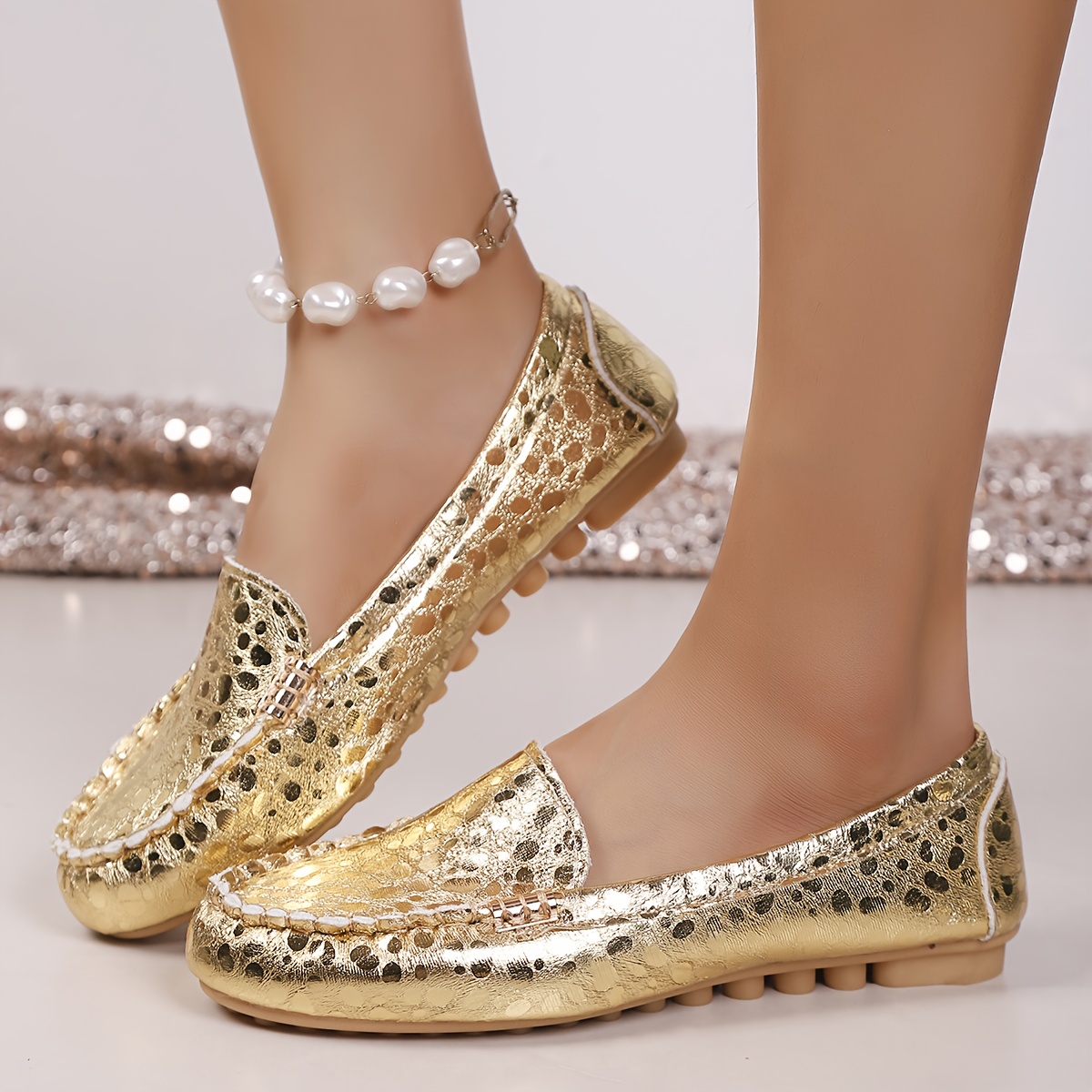 Sapatos Femininos de   Rasos com Suporte para   -          , Parte   Falsa   e Acolchoada Confortável & Palmilha Almofadizada em Tênis Slip-On sem Cadarço (  Texturização Snake Light beige/ ) Sola Antiderrapeira. Lavagem à Mã ou Limpeza a  . Design  