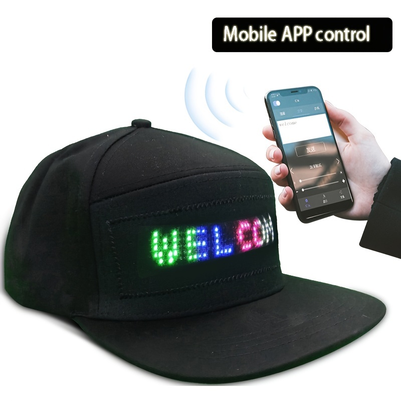 

Unisex Wreless Led Mobile Phone App Controlled Baseball Hat Scroll Message Display Board Hip Hop Street Snapback Cap For Women Men