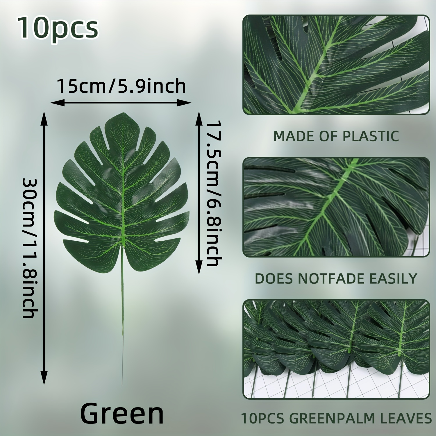 Image of 10pcs & Golden Artificial Monstera Leaves - Realistic Texture, Hawaiian Table Decorations, , And Party Enhancements, Hawaiian Party Decorations, Best For Christmas, Thanksgiving