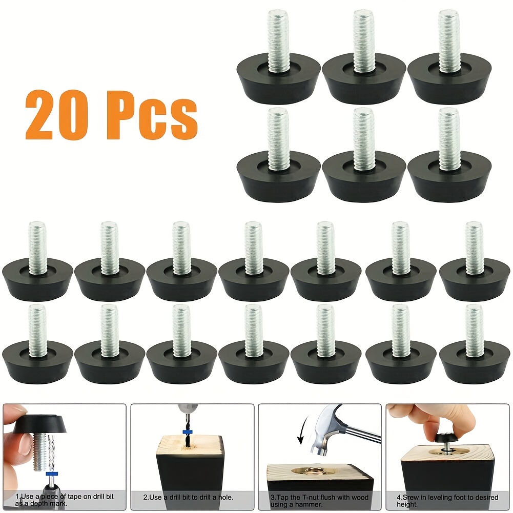 E-shop Stuhlgleiter Nivellierfüße Stuhlfüße Tischfüße 20 Stk. verstellbar M6x20mm