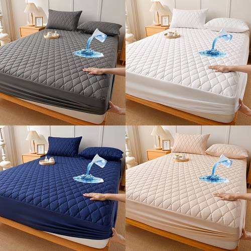 100 waterproof breathable comfortable mattress protector quiet thickened quilted multi layer bedspread with deep for 15 inch without pillow use reusable