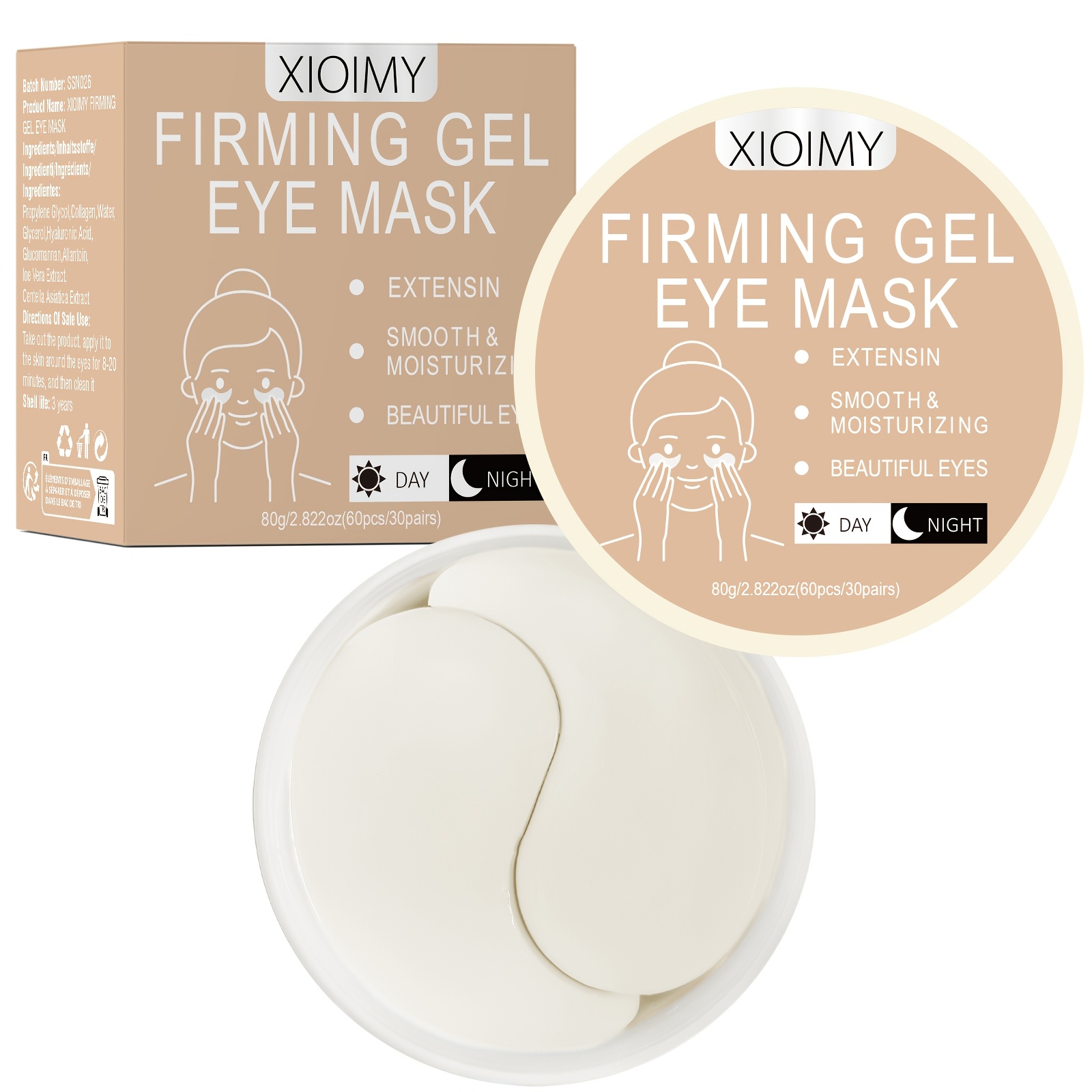 Image of 60pcs Collagen And Hyaluronic Mask, Powerful Moisturizing, Making Eye Delicate And Firm, Eye Skin , Making Elastic, Bidding Farewell To And Dullness, Eye Care, Eye Mask, Eye Patch