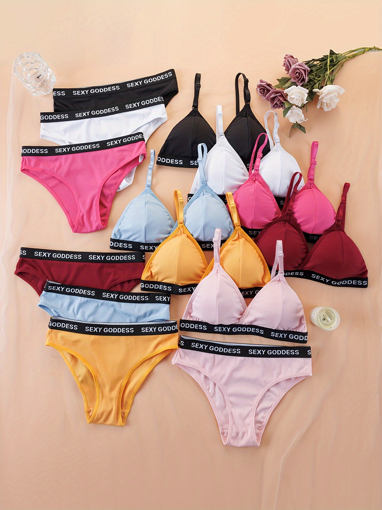 7pcs set stylish casual womens lingerie featuring