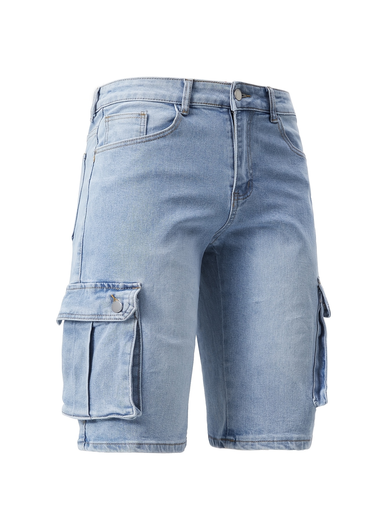 Men's Classic Straight Fit Denim Shorts: Stretch Knee-Length Jean, Business Casual Trousers for Office & Summer Wear | Comfortable, Breathable, Durable, Regular, All-Season Essential, Versatile Western Style Bottoms — Multiple Sizes