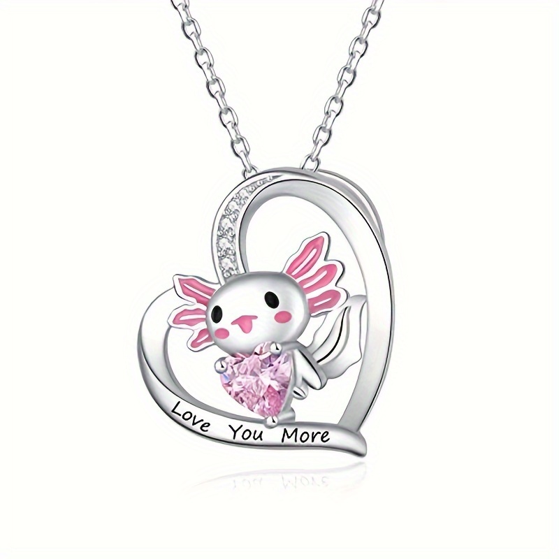 

1pc Cute Cartoon Axolotl Pendant Necklace, Simple Clavicle Chain For Women, With Decor, Cute Necklace