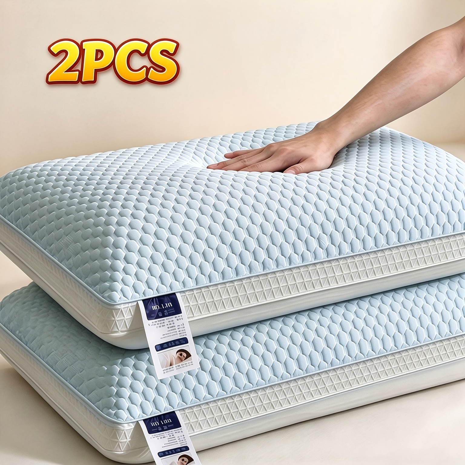 TEMU 2pcs Breathable Cool Feeling Bed Pillows - High Quality Sleeping Pillows For Adult Deep Sleep, Moisture-wicking Pillow For