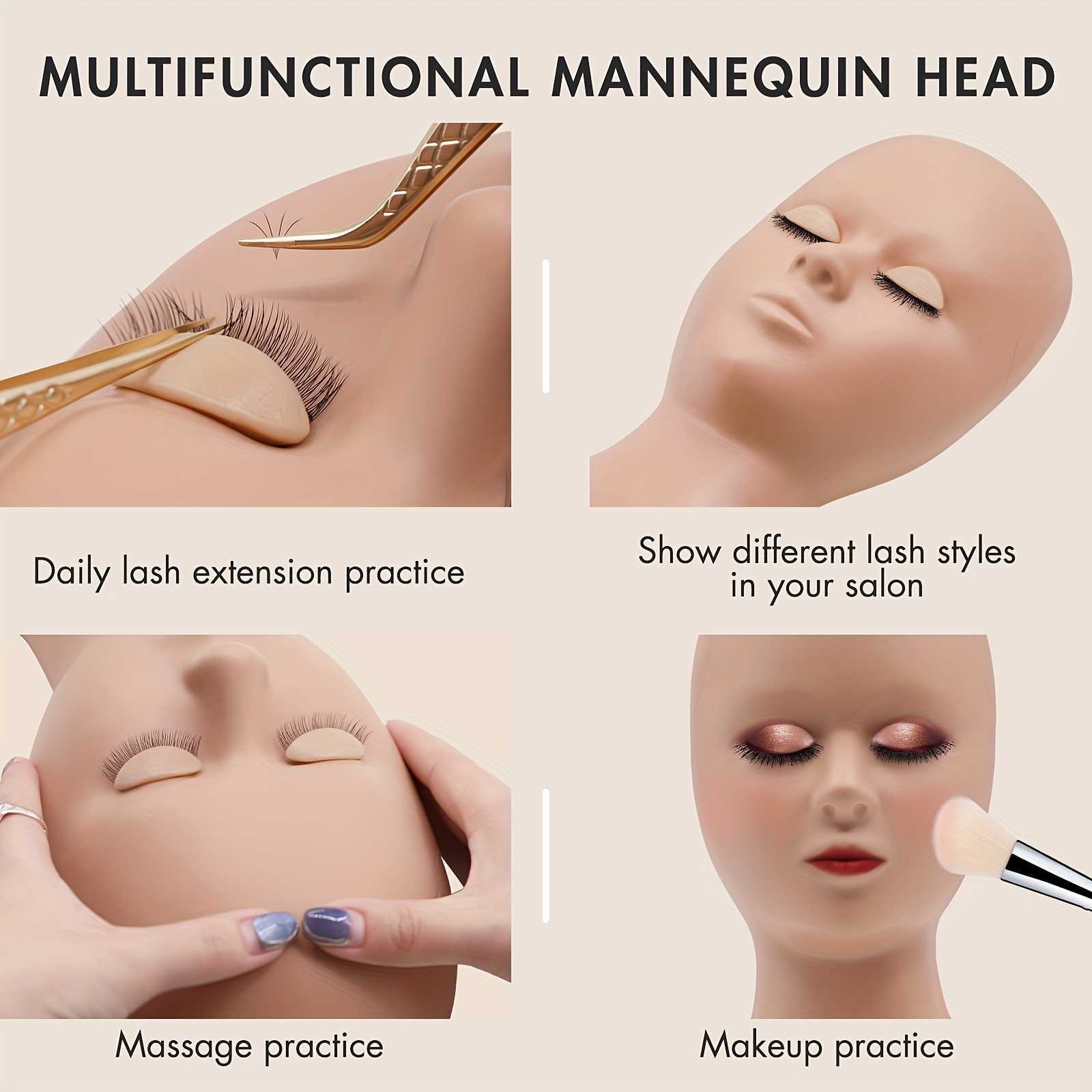 Lash Mannequin Head with Double-Layer Eyelids for Training