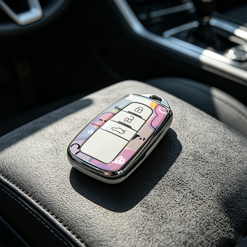 TEMU para llave con colorida - Color electrochapado con , de material TPU de calidad, es , duradera y tiene un diseño simple. para Toyota , Corolla,