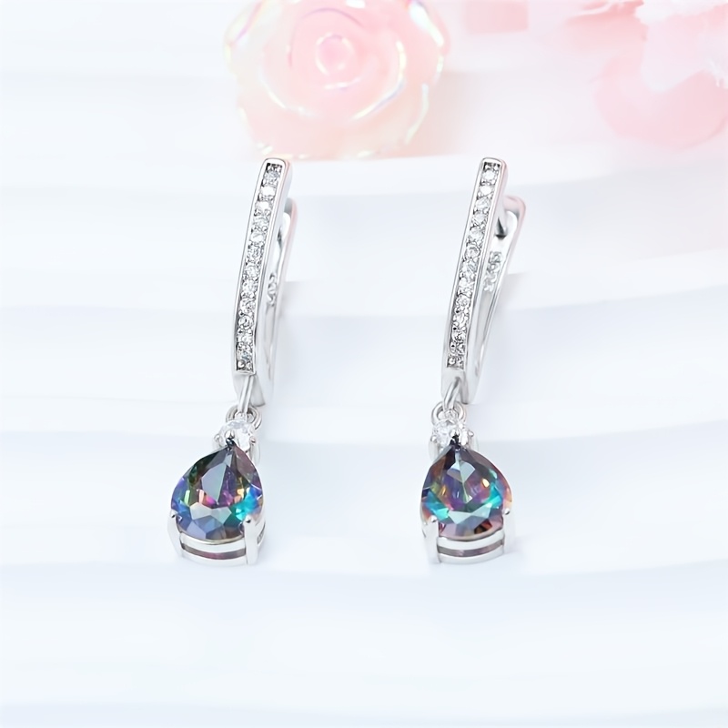 S925 Silvery Mystical Rainbow Ear Buckle Small Earrings