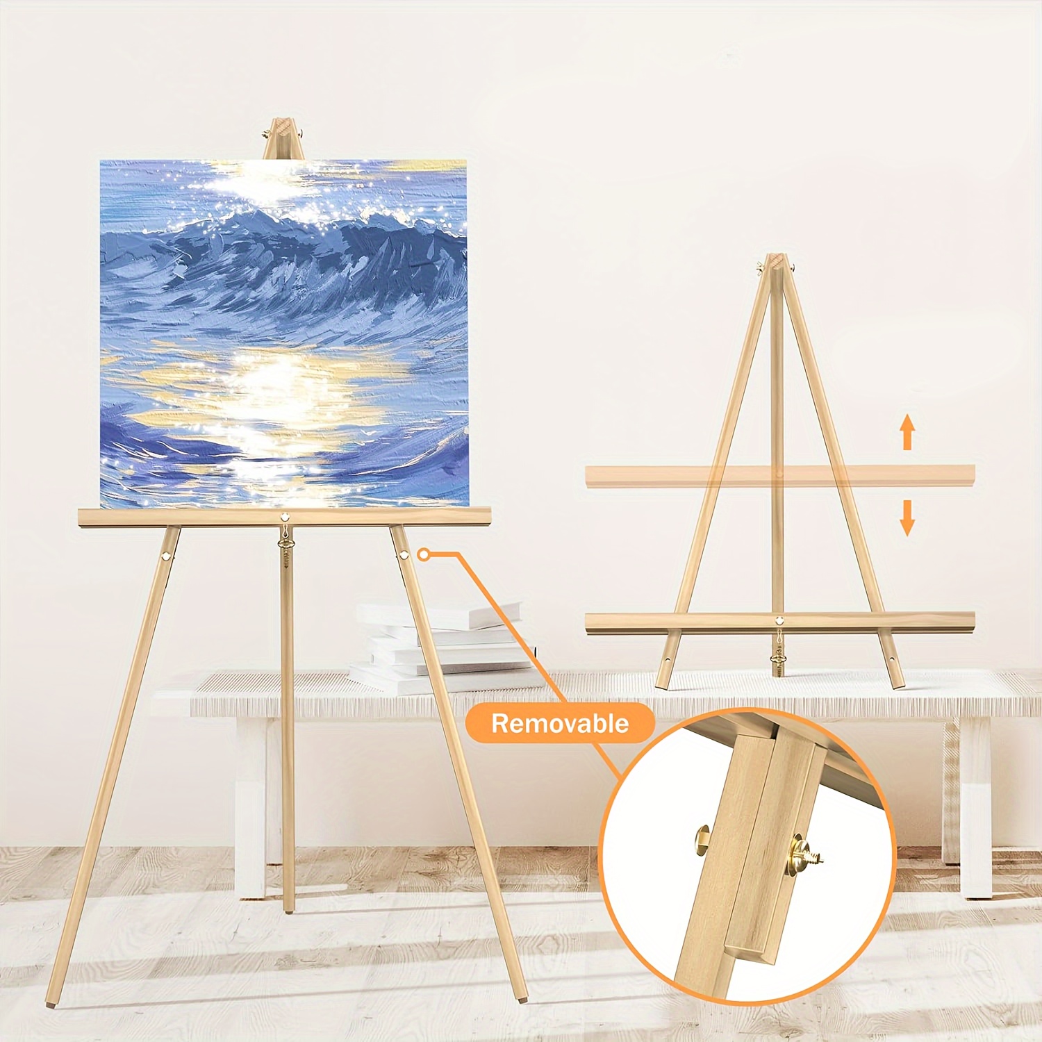 

Art Easel Wooden Stand - 63 Inch/160cm Portable Tripod Display Artist Easel - Adjustable Floor Standing Wooden Poster Stand For Wedding, Painting, Sketching, Display