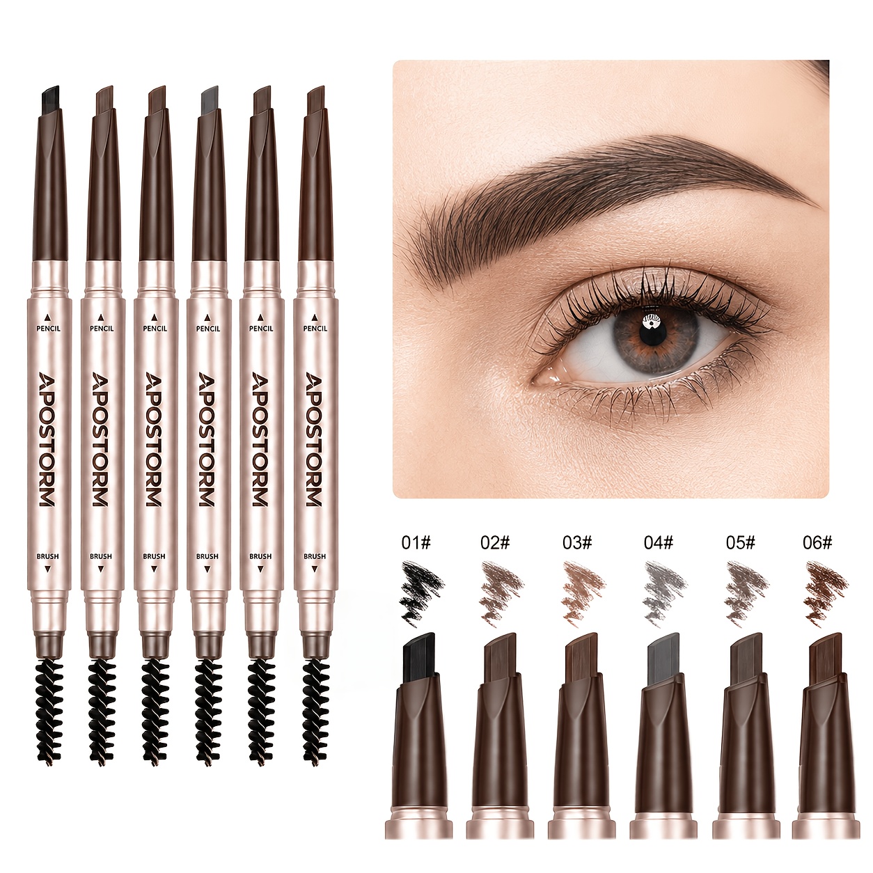 Rose Golden Triangular Eyebrow Pen, Dual End for Brows