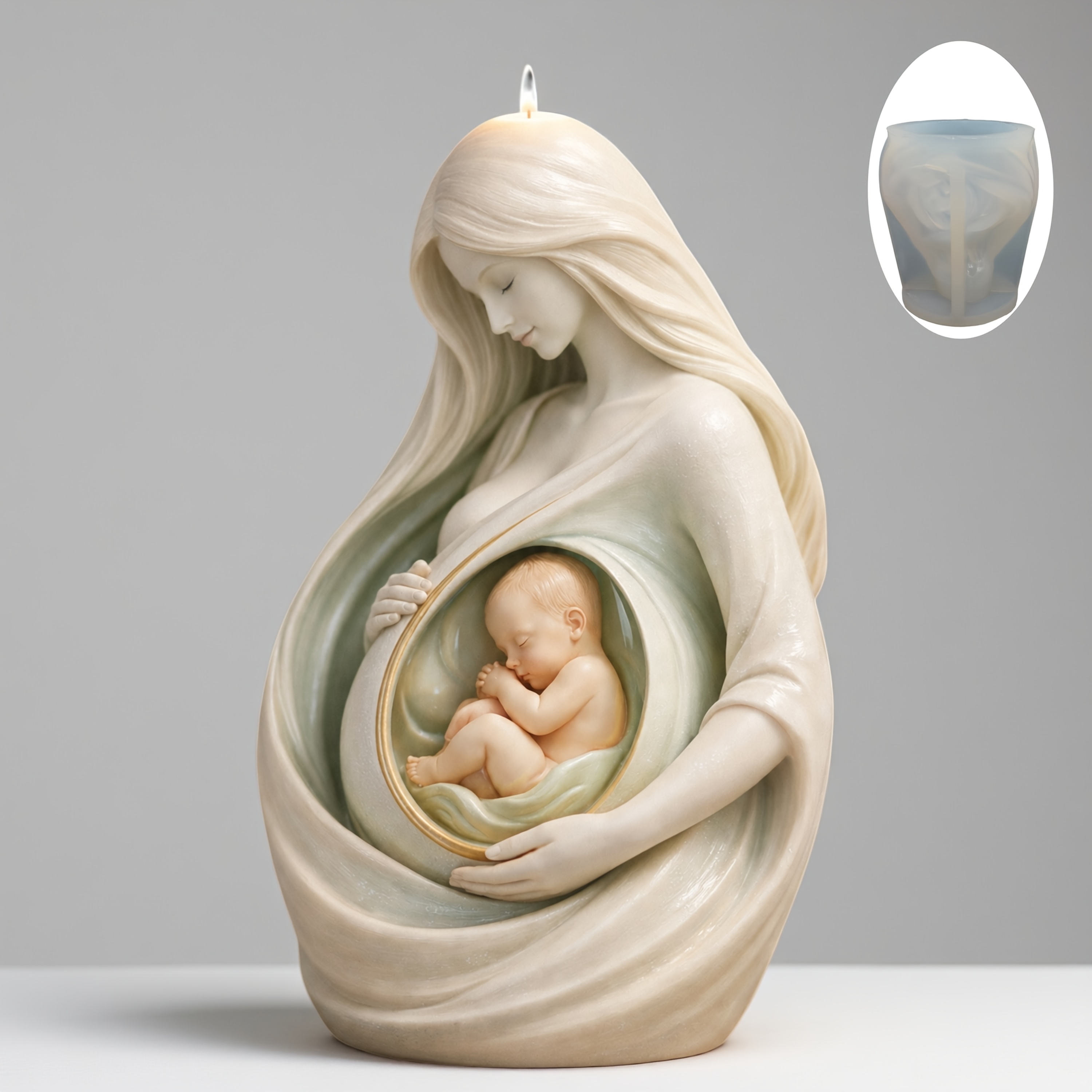 TEMU Stampo DADPE 3D a forma di protettore e bambino - in silicone riutilizzabile per candele commemorative della , artigianato in resina, in gesso |