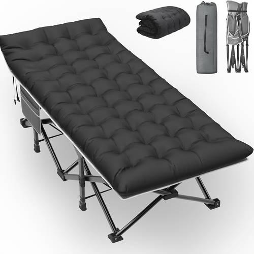 32in oversized xxl folding camping cot heavy duty sleeping cot for adults with mattress and pillow portable cot bed with carry bag breathable fabric thick for home