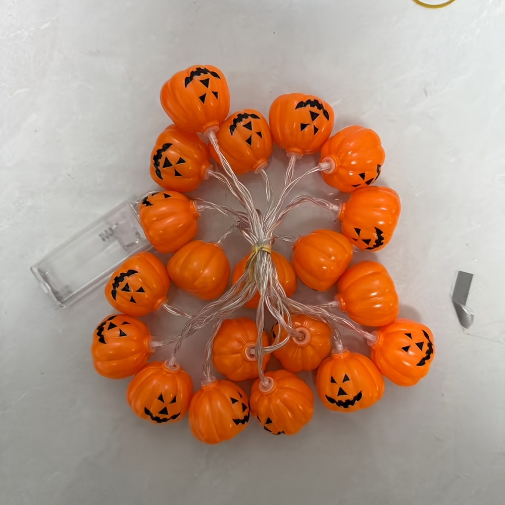 TEMU 1pc 10/20LED Guirlande Lumineuse Rondelle de Citrouille à Piles, Décoration Intérieure, Matériau Plastique, Alimentée par Piles (Piles Non