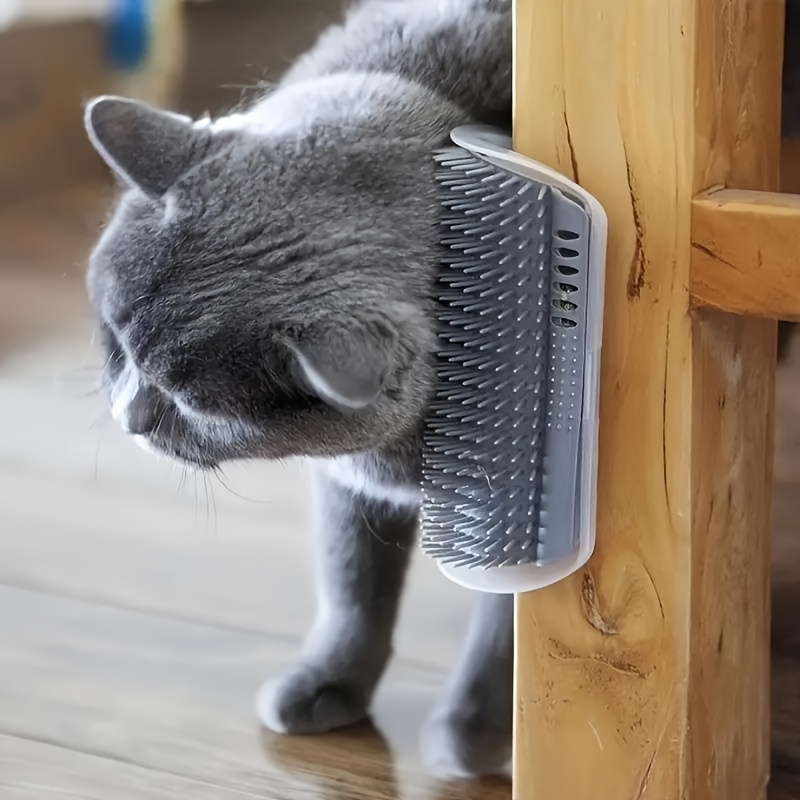 

Wall-mounted Cat Grooming Brush - Large Self-grooming Corner Comb For Short & Long Hair, Rubber Bristles, Indoor Pet Massage Tool For Cats And Dogs, Easy