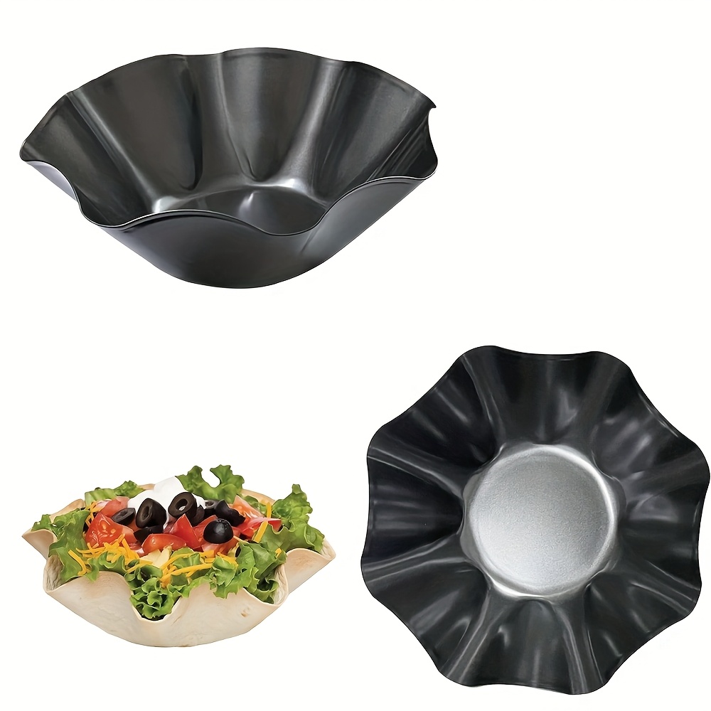 TEMU 2pcs Large Nonstick Corn Tortilla Shell Maker Set - 8.4" Taco Salad Bowl & Plate Mold | Carbon Steel Baking Tray For Tortilla Bowls, Plates &