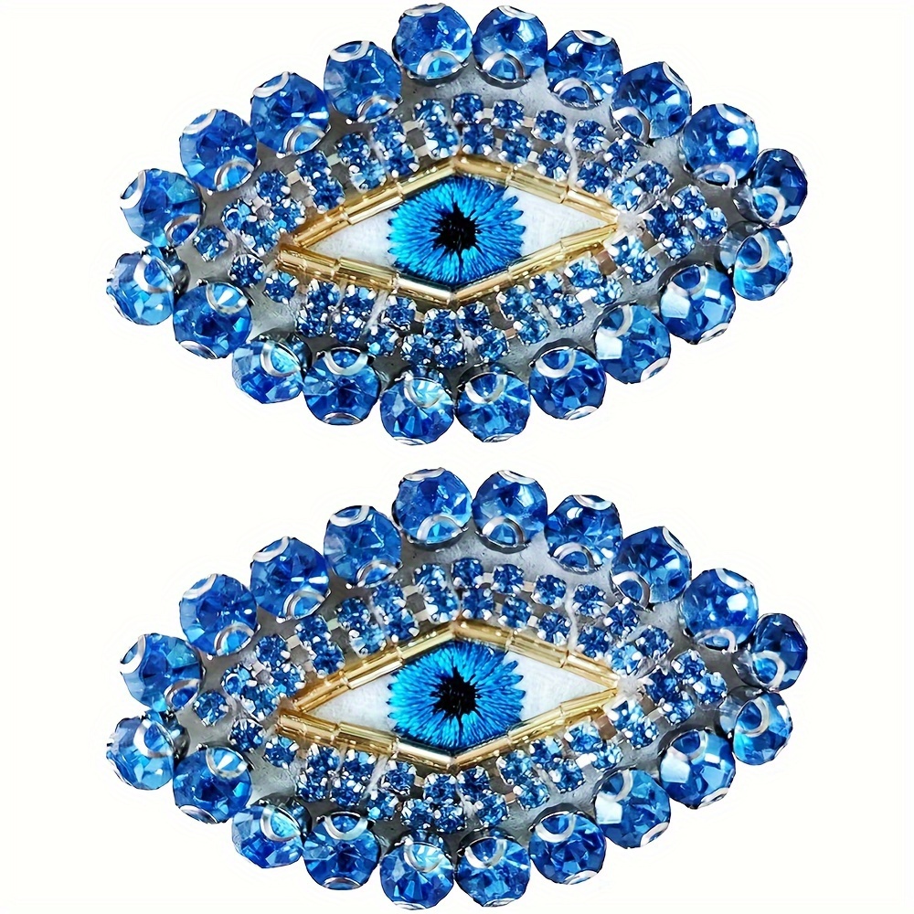 

Blue Eye Applique Patch, Decorative Iron-on Badge For Sewing, Knitting & Crafting Supplies - Embellished With Sparkling Rhinestones