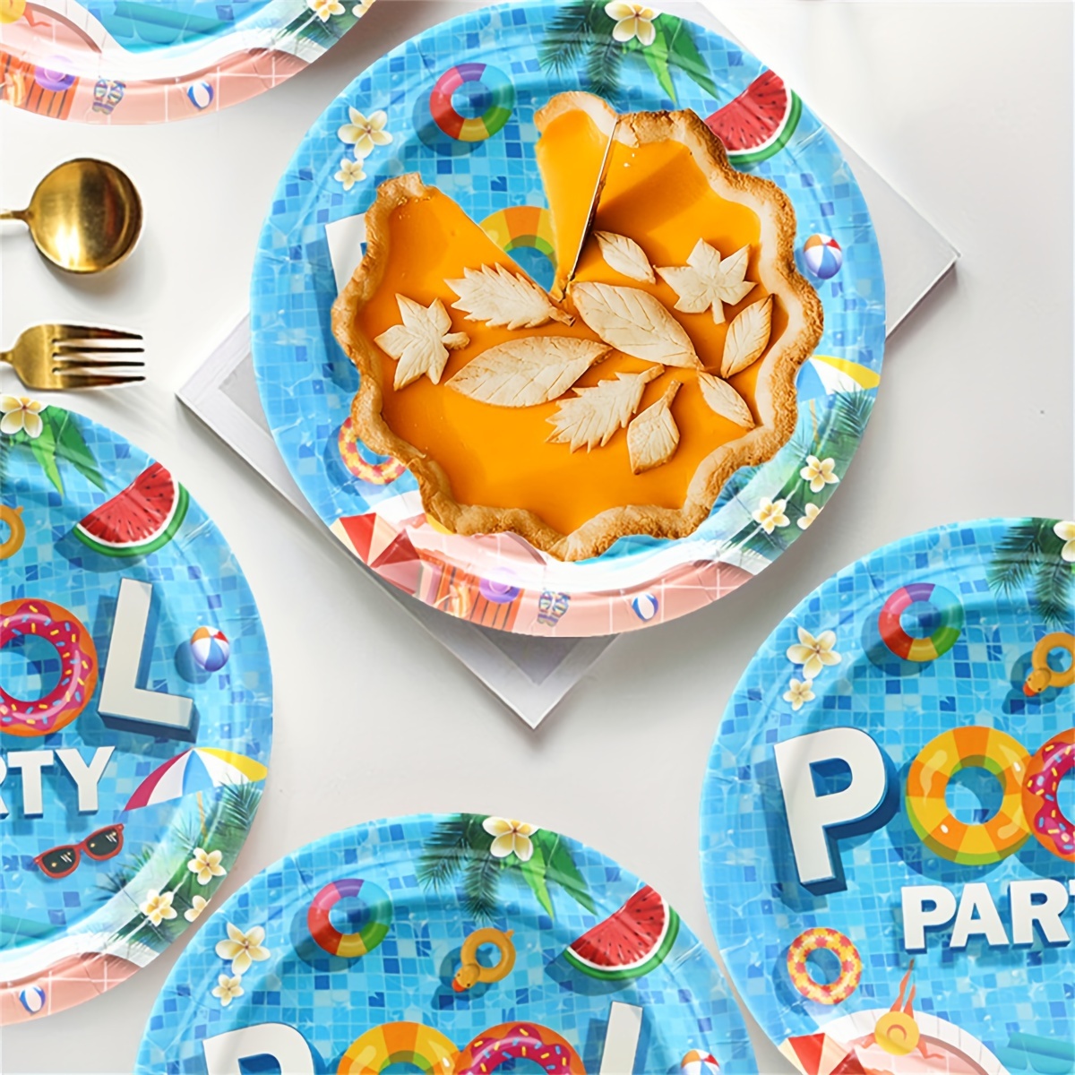 Hawaiian Themed Pool Party Paper Plates Round Disposable Temu Qatar
