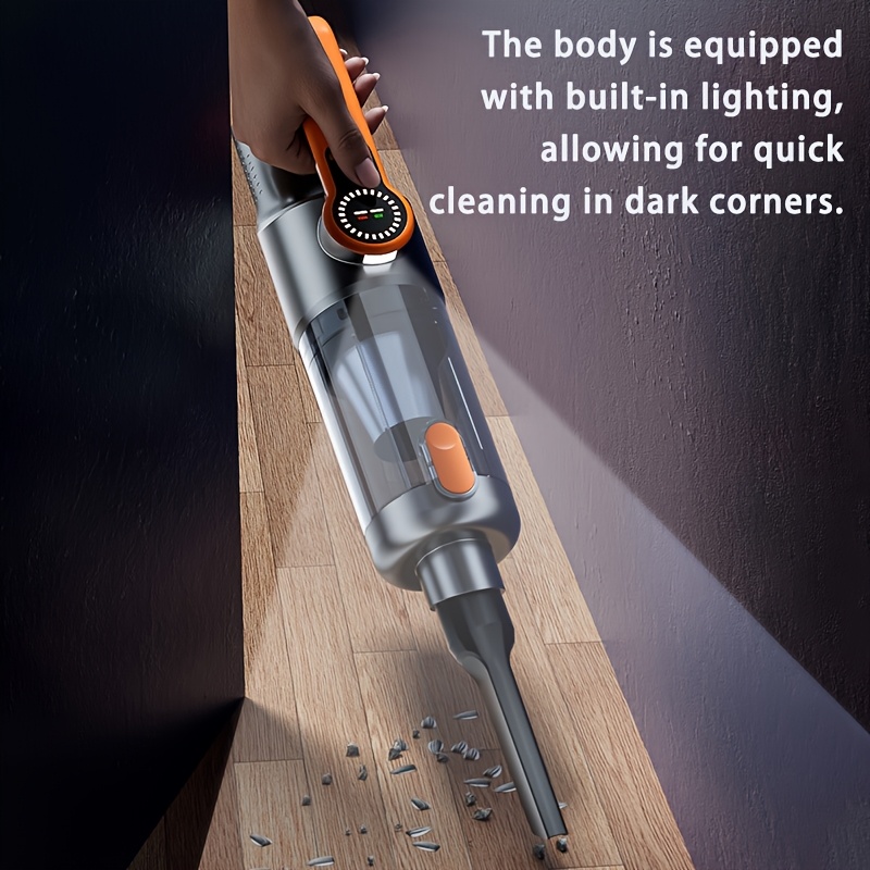Portable Wireless Handheld Vacuum Cleaner with Strong Suction, USB Rechargeable, One-Click Dust Discharge, Includes Multiple Accessories, Suitable for Cars, Homes, and Offices, Vacuum Cleaner for Home, Office Cleaning, Sleek Design, Durable Construction, Powerful Suction, Car Owners, Home Cleaning, Compact Design, Lightweight Cleaner, Car Owners