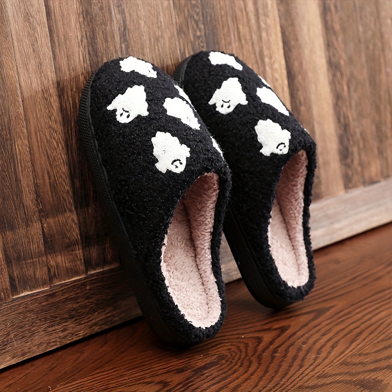 

Men's Halloween Style Cartoon Ghost Pattern Hollow Out Slippers, Comfy Non Slip Casual Thermal Slides, Men's Winter Footwear