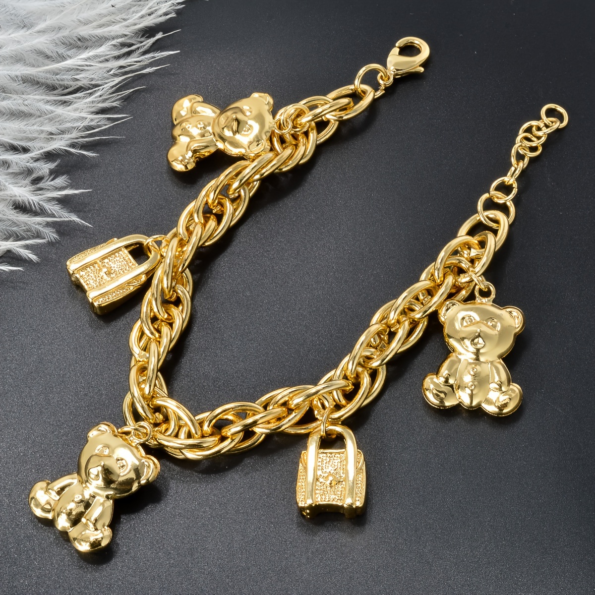 ZEADEAR Bear & Handbag Charm Bracelet with Teddy Bear Pendants