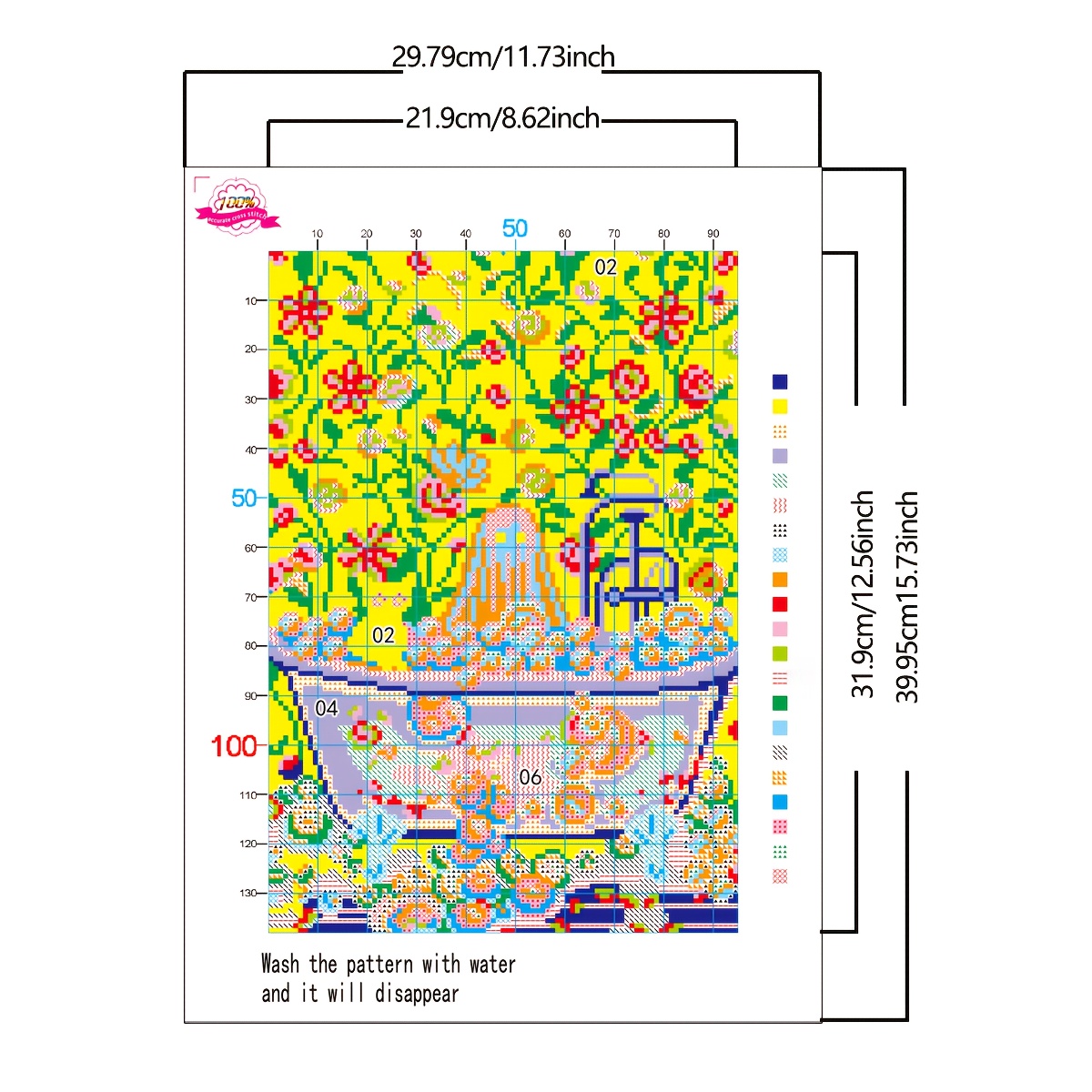 Halloween Printed Cross-Stitch Kit with Bathtub Ghost Pattern