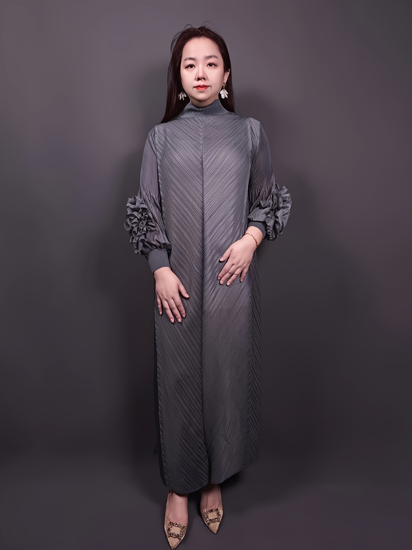 chinese dress ladies Loose Black Half Sleeve High Neck Sweater Dresses For Women Q2217  FantasyLinen