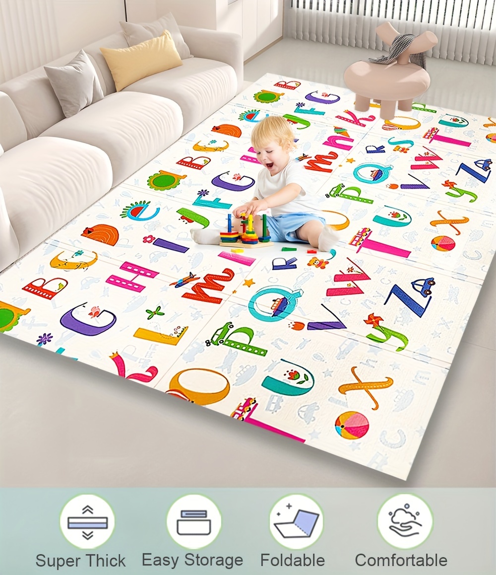     play mat foldable non toxic xpe foam floor mat for learning playtime white   details 0