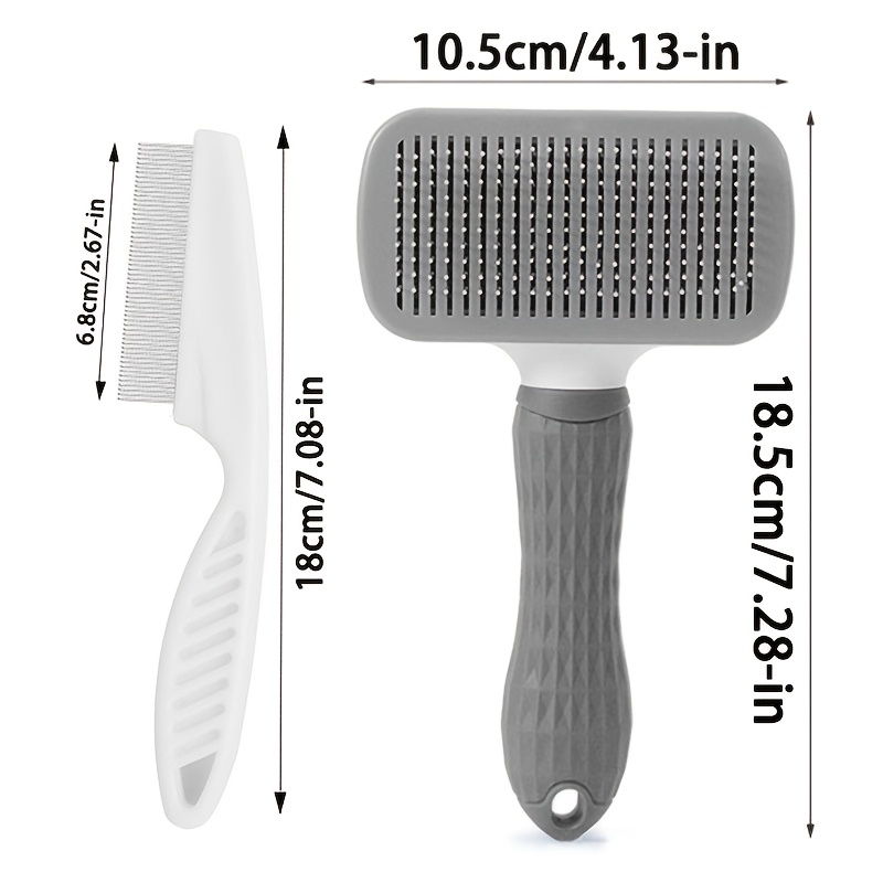 2pcs Pet Massage Comb Set, Pet Hair Removal Grooming Brush, Flea And Floating Hair Removal, One-Button Easy Loose Undercoat Removal Tool for Dogs And Cats, Pet Comb, Flea Comb