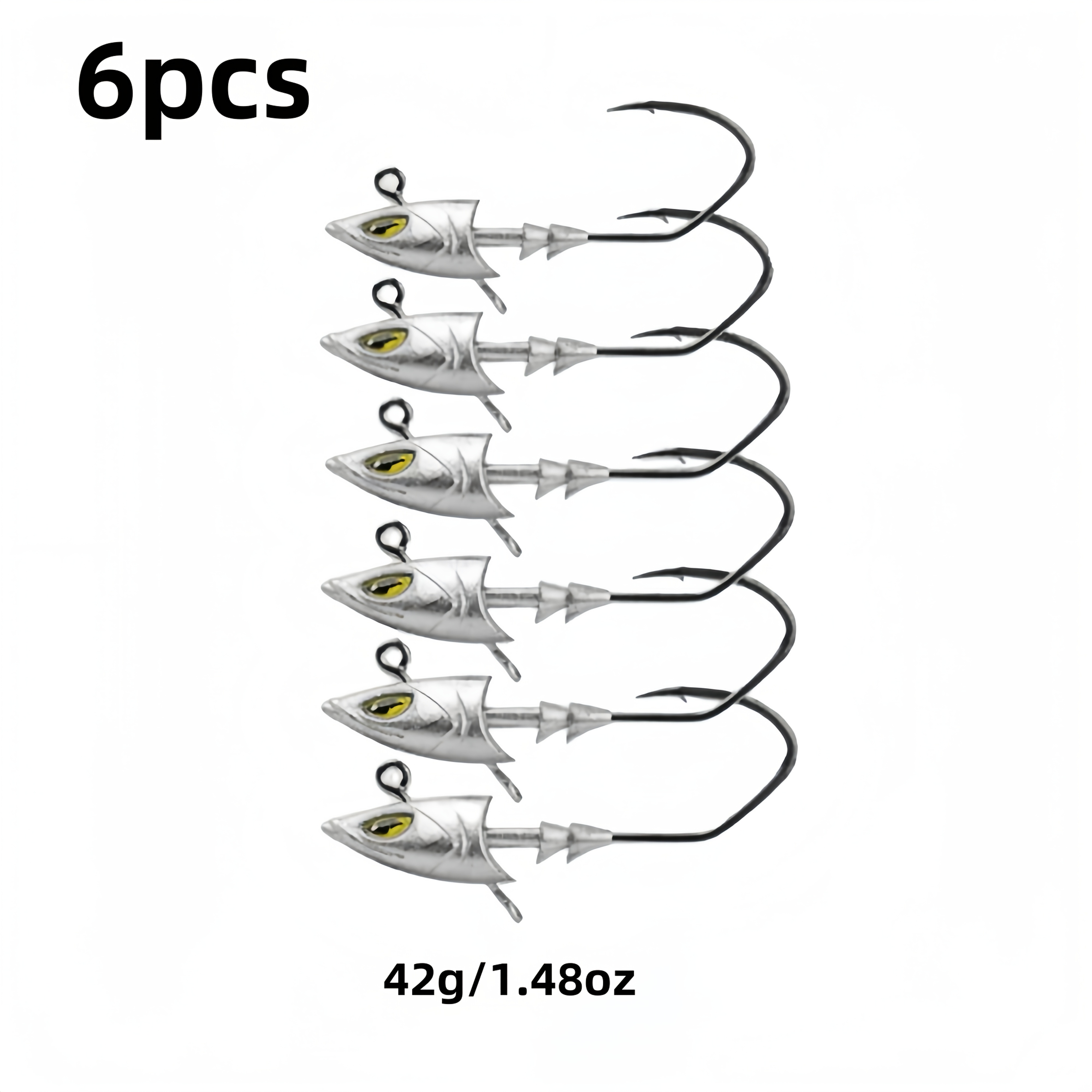 Image of 6pcs Saltwater Jig Head, Fish Eye Swimbait Jighead For Fishing /offshore With 7/0 Hooks For , Stripper, Seabass Etc., Best For Christmas, Perfect For Thanksgiving Father's Day