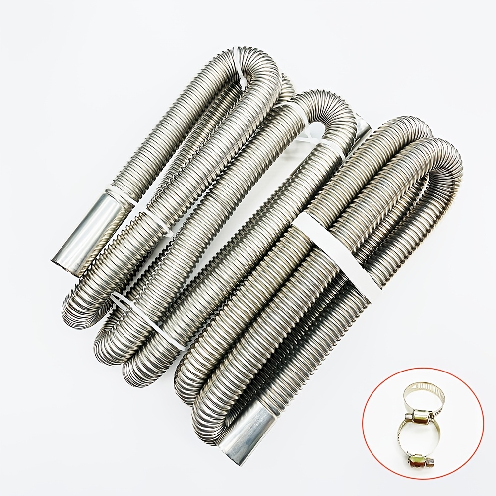 TEMU Exhaust Hose, Generator Exhaust Hose, Car Stainless Steel Exhaust Pipe, Exhaust Hose With 2 Clamps, Fuel Exhaust Hose Through Hull Exhaust Kit,