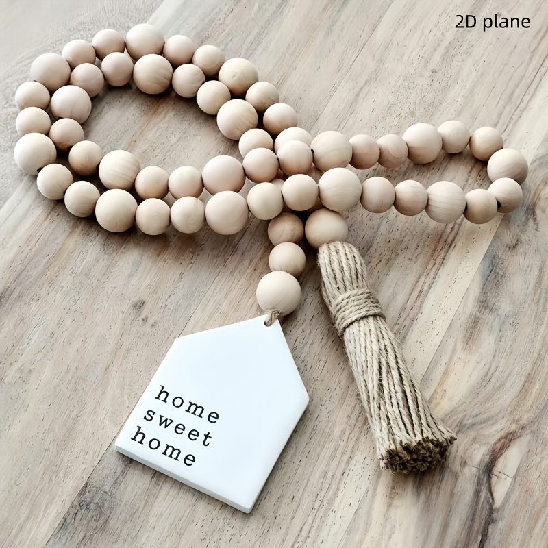 TEMU Farmhouse-style Wooden Bead Garland Wooden Bead Garland | Farmhouse-style Tray Decoration Halloween Decorations Christmas Decorations