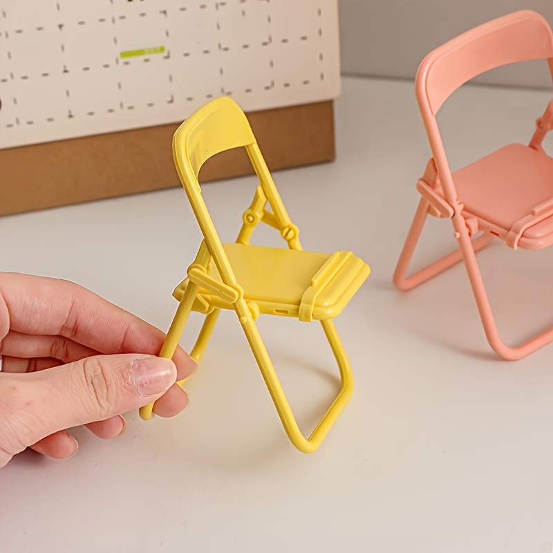 plastic folding chair phone holder pack of 1 tabletop mini jewelry stand   shape portable multipurpose display rack with rectangle base ideal for desk reading accessory no electricity needed details 3