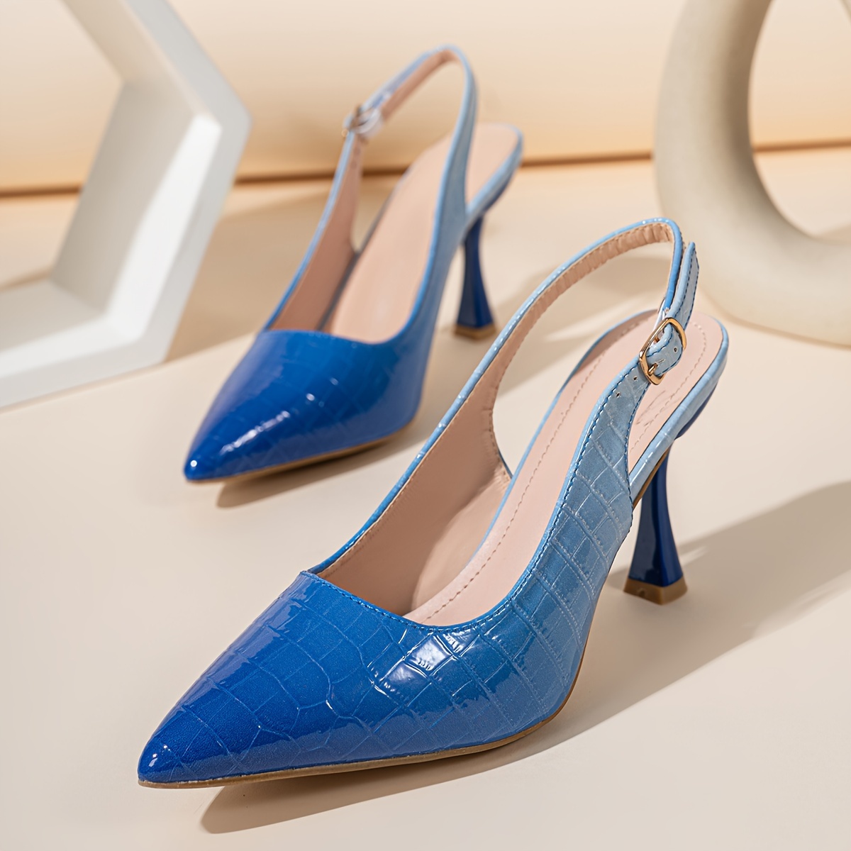 women's pointed toe slingback pumps fashion gradient high - Temu