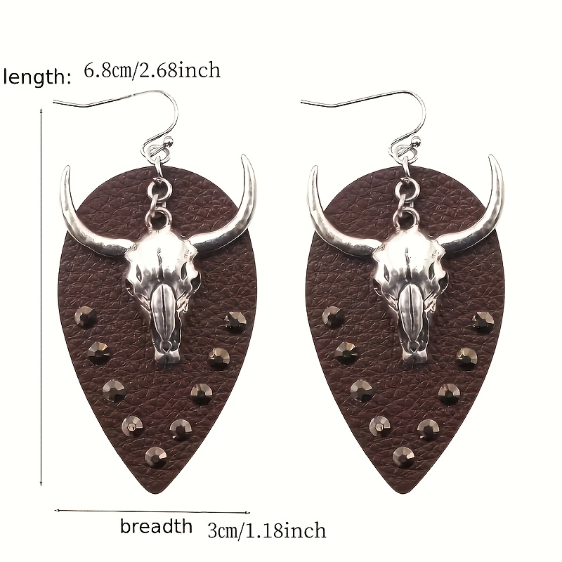 Women's Western Cowboy Ethnic Style Bull Head Pendant Earrings