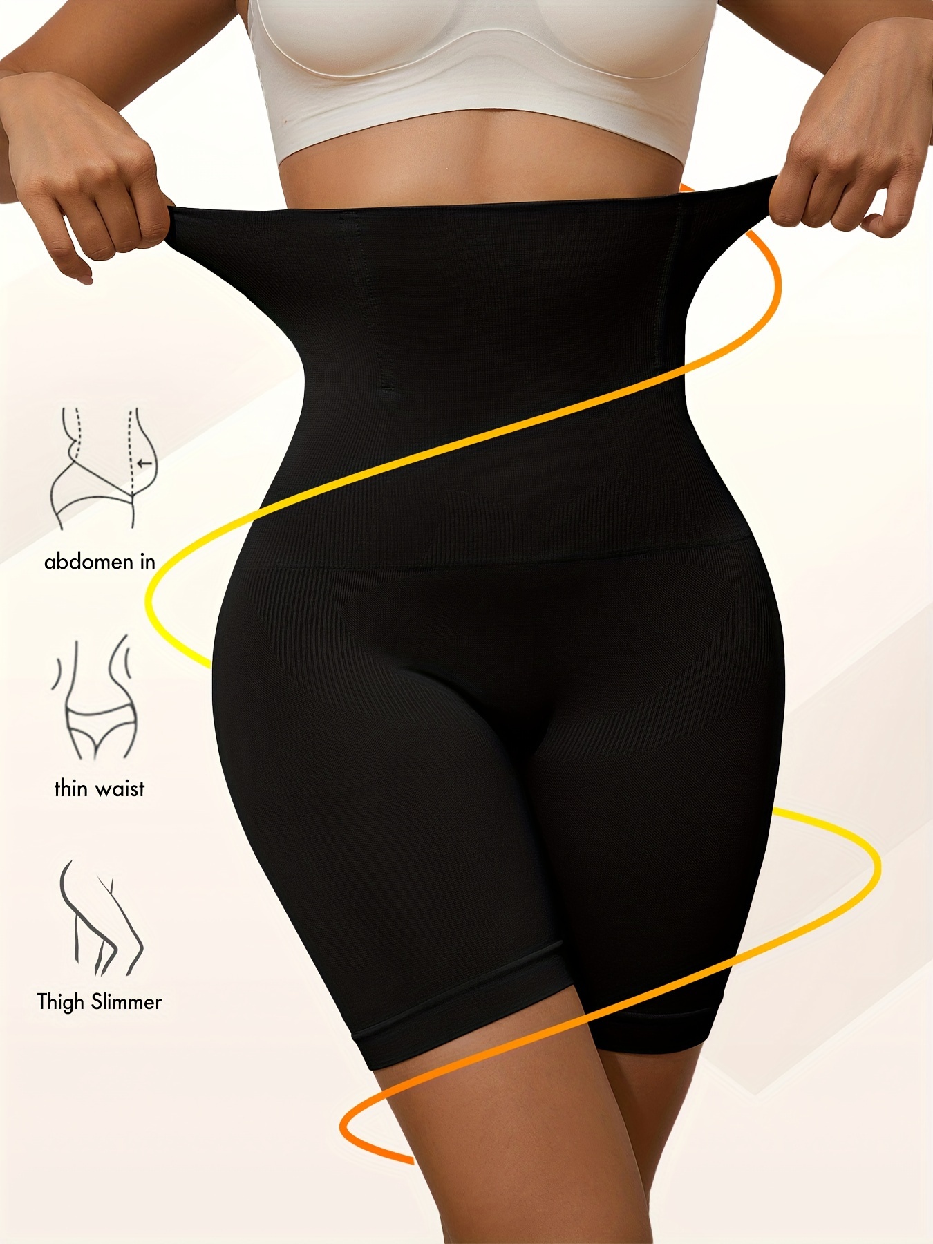 High-Waisted Shaping Panties for Women - Elegant Polyamide Knit Fabric Control Briefs with 90% Polyamide 10% Elastane, Solid Color, High Support with Leg Shaping and Tummy Control, 1 Pc Pack