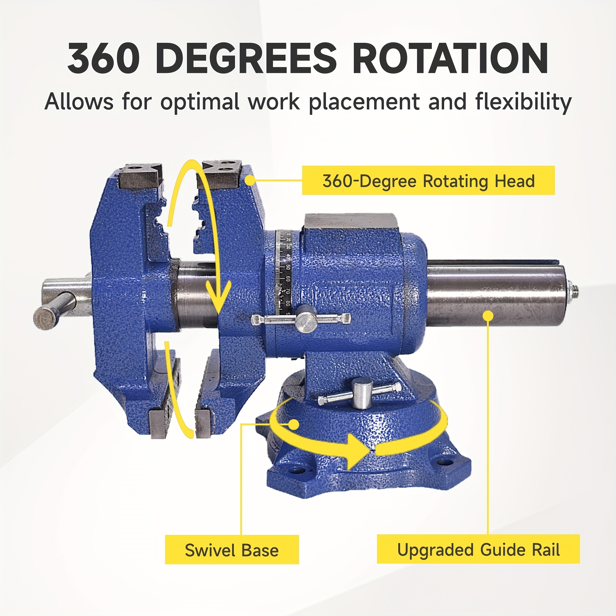 

4" Rotating Bench Vise, Cast Iron Multi- Tool For Clamping & Fixing Workpieces, Industrial-grade Design With Screws Included, Industrial Clamping Tool | Swivel Base Vise | Construction