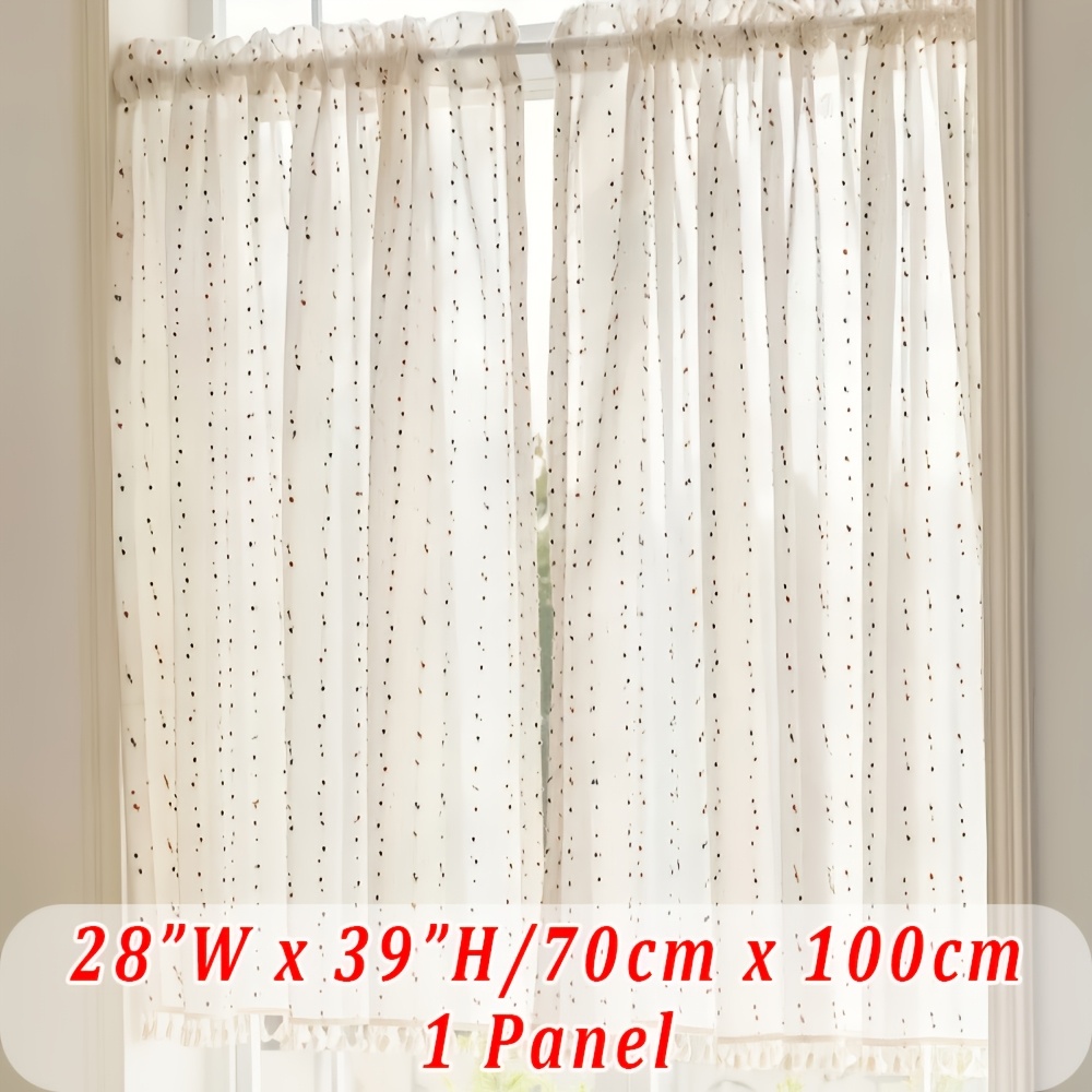 TEMU 1pc, 2026 Cosennatur Bohemian Colorful Candy Bead Tassel Translucent Gauze Curtain, High-end, Rod Pocket Top, Jacquard Fabric, Exquisite And
