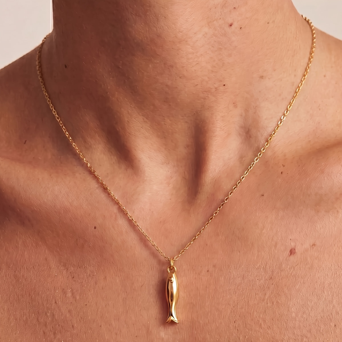 Mini Fish Necklace in Golden and Silvery Stainless Steel