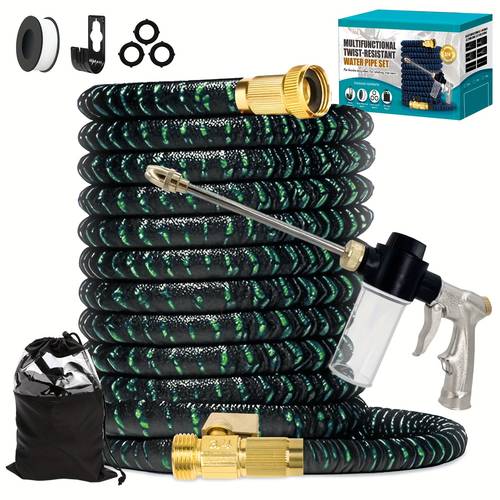 50ft 150ft heavy duty garden hose with 10 mode high pressure spray nozzle leak proof solid 3 4 brass connectors gardening car washing outdoor maintenance gardening essentials hose design durable garden hose