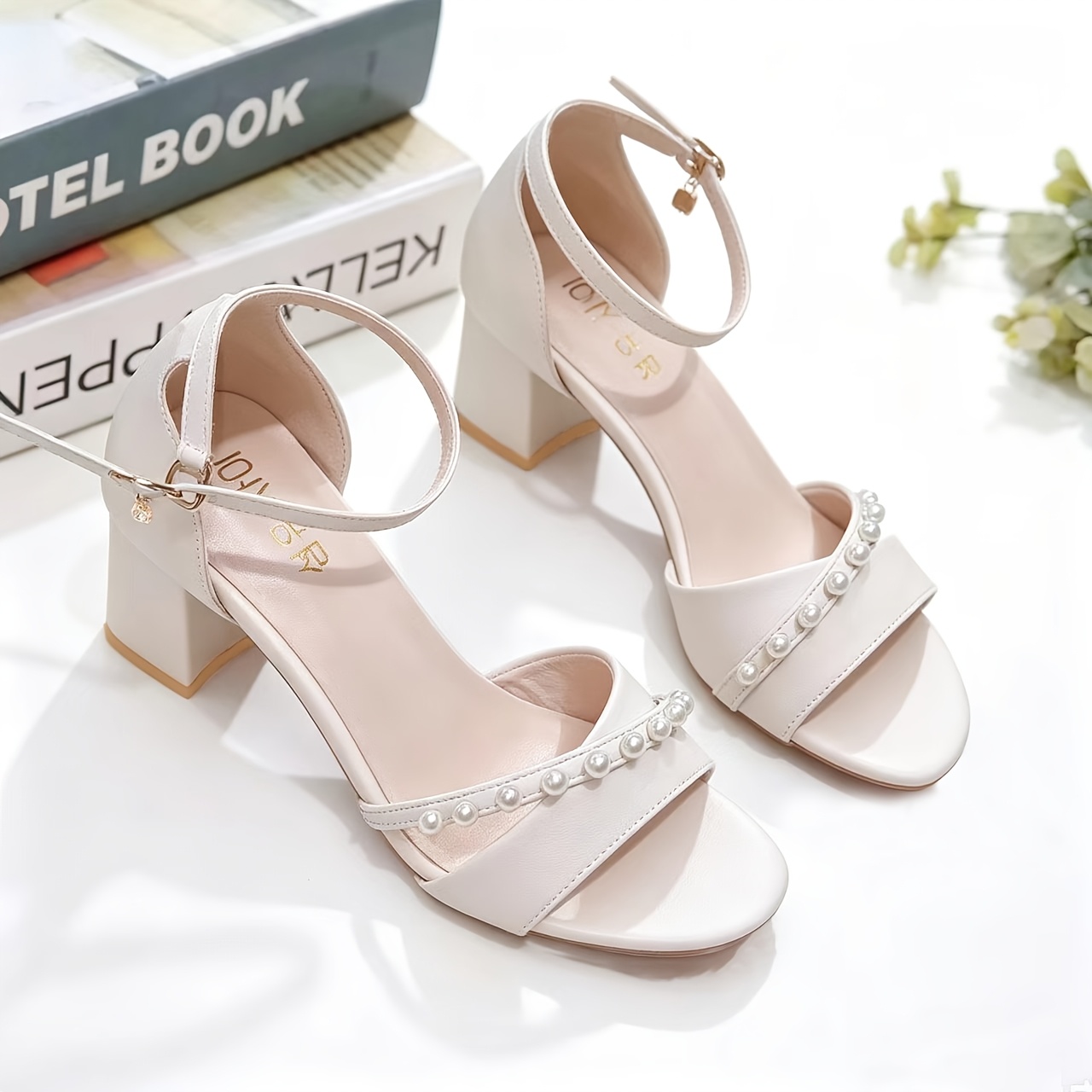 TEMU Women's Chunky Heel Sandals, 2026 Summer New Style, High Heel With Single Ankle Strap , Fashionable And Versatile, Gentle Fairy-style Mid-heel