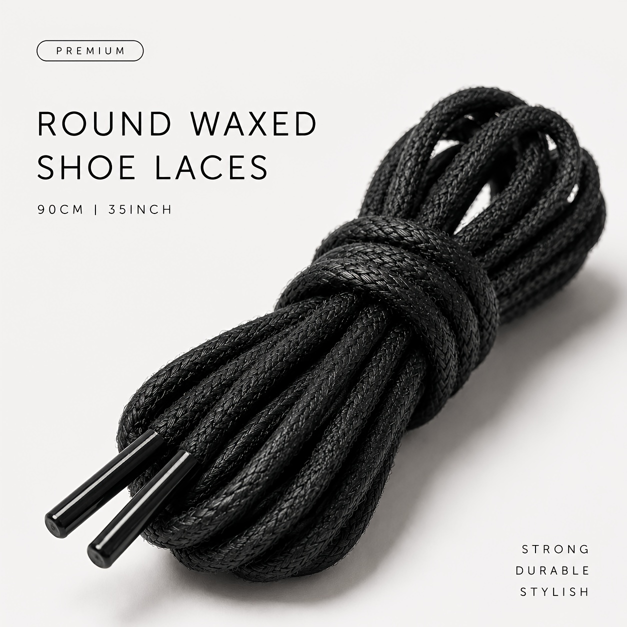 TEMU 1 Pair Of Business Round Waxed Shoelaces For Dress Shoes And Boots, Classic Replacement Shoelaces, Without Battery