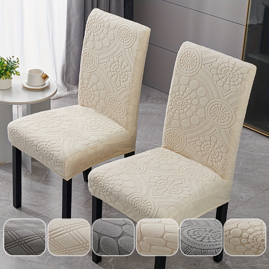 

Boho Style Chair Slipcovers - Set Of 6/8/10, Stretch Jacquard Slipcover-grip, Waterproof, Machine Washable, Durable Polyester Covers For Dining, Office, Banquet Chairs, Home Decor - Easy Clean